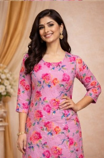 Printed Straight Kurta Set