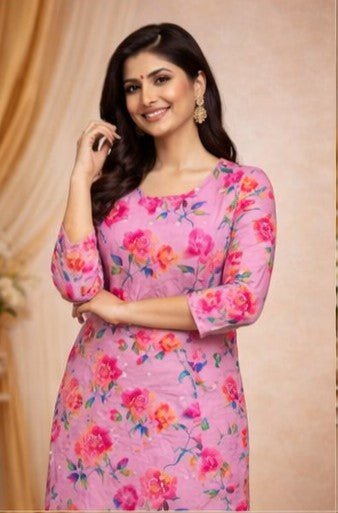 Printed Straight Kurta Set