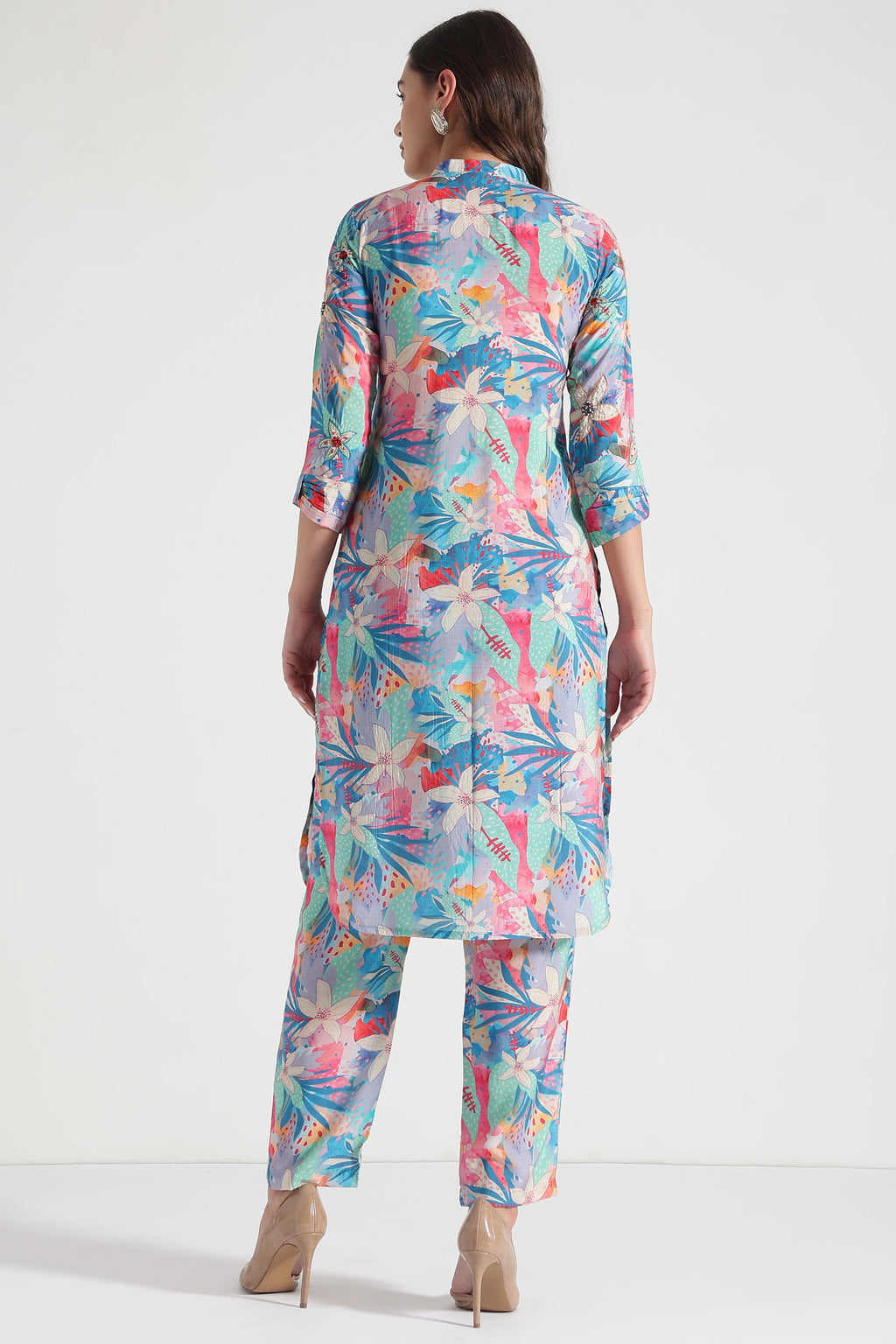 Floral Printed Round Neck Pure Cotton Top With Pyjamas