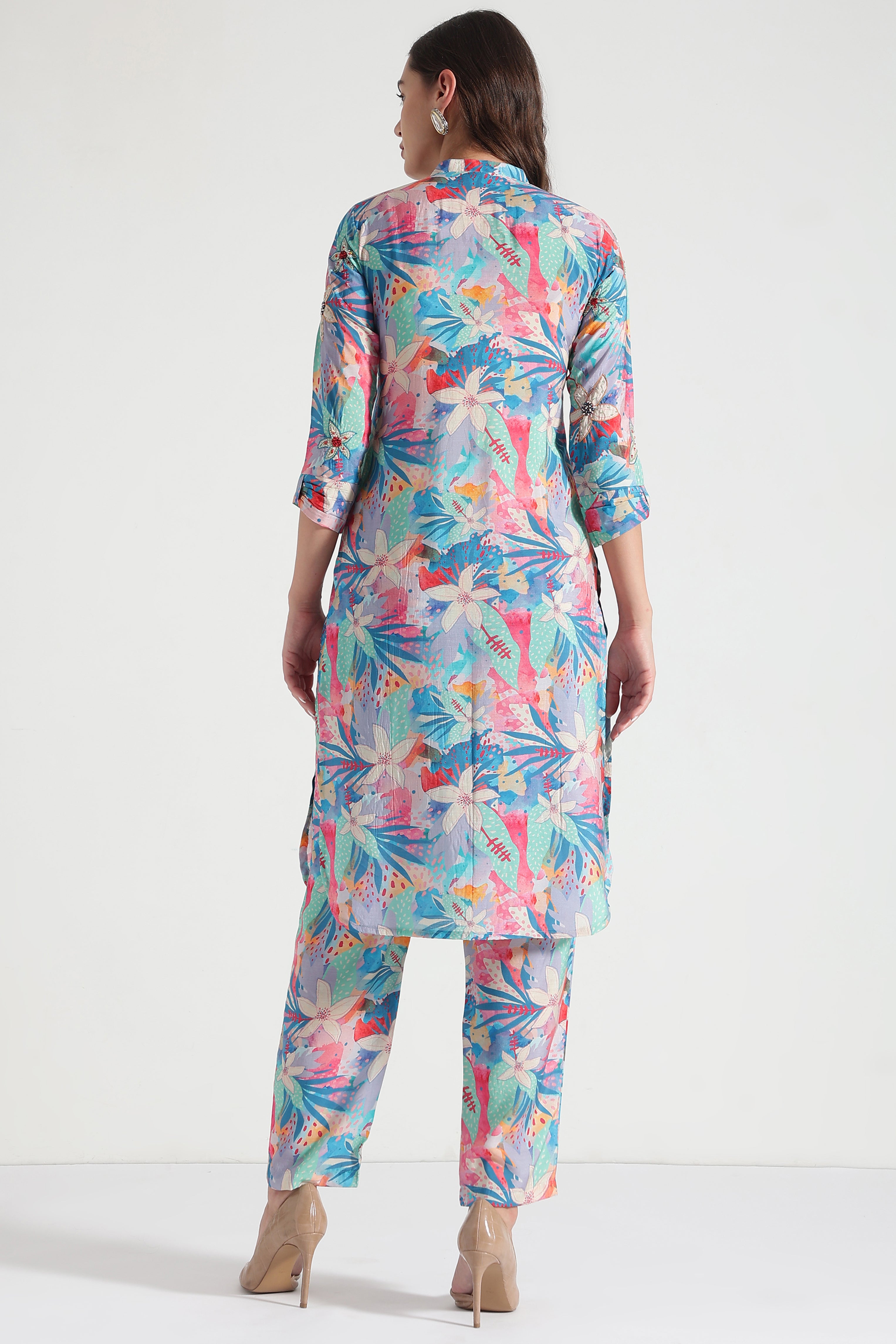 Floral Printed Round Neck Pure Cotton Top With Pyjamas