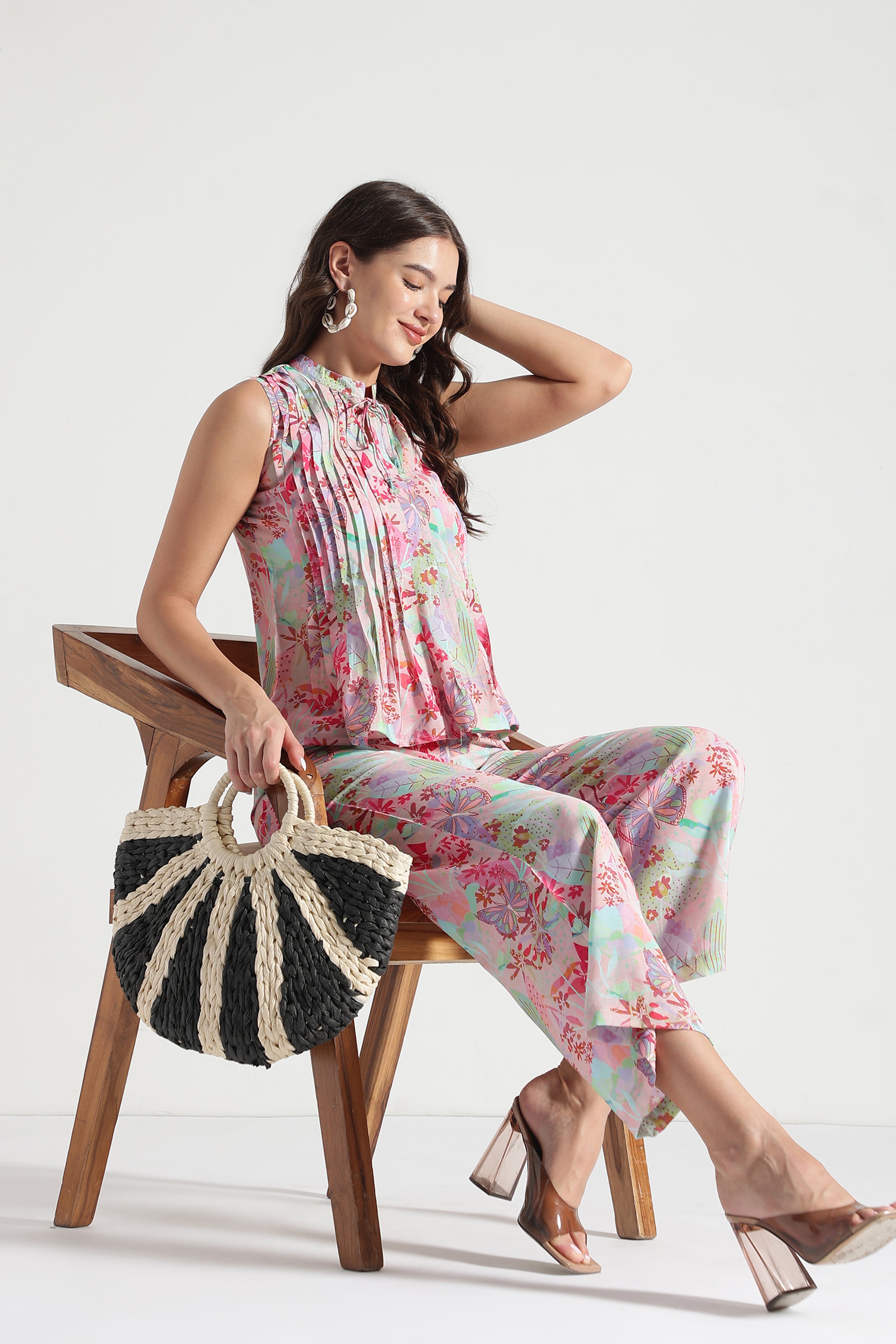 Luxeora Floral Cotton Night Suit for Women | Soft Lounge Wear Set