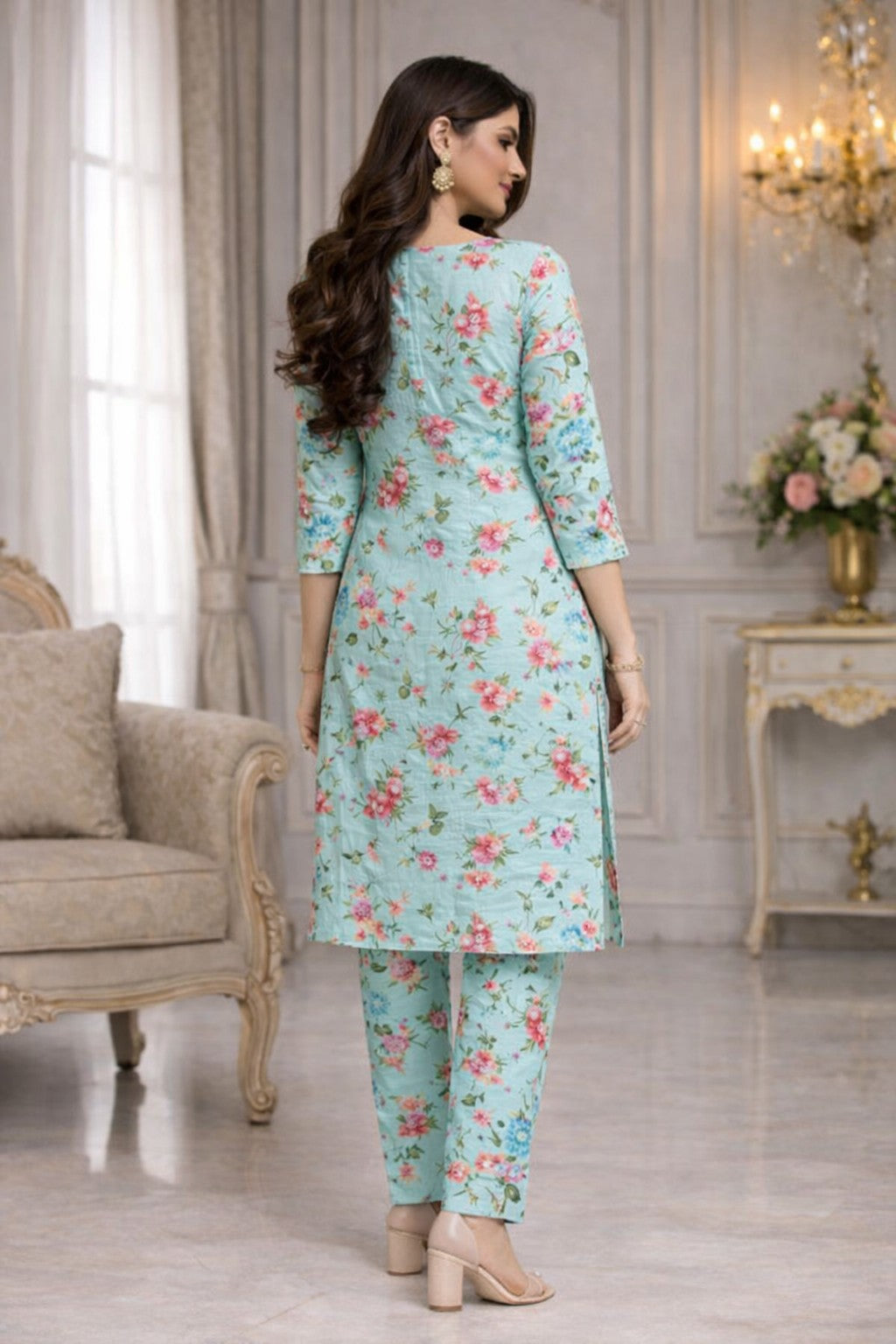 Women's Pure Cotton Regular Fit Floral Printed A-Line Kurta