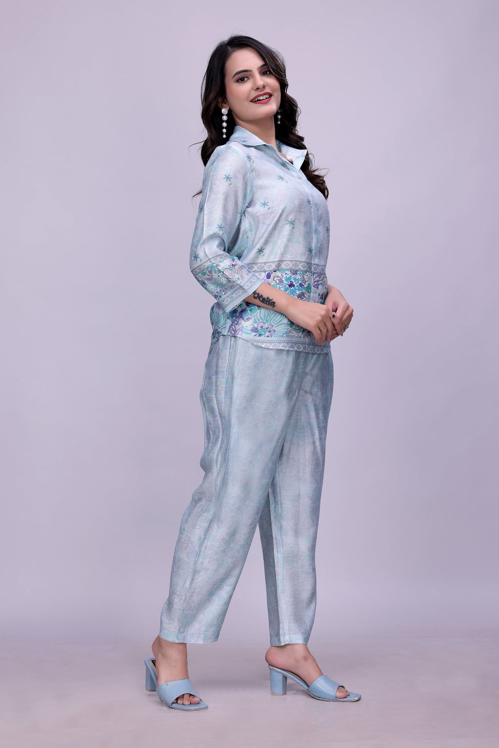 Mintra Tie & Dye Mandarin Collar Night suit