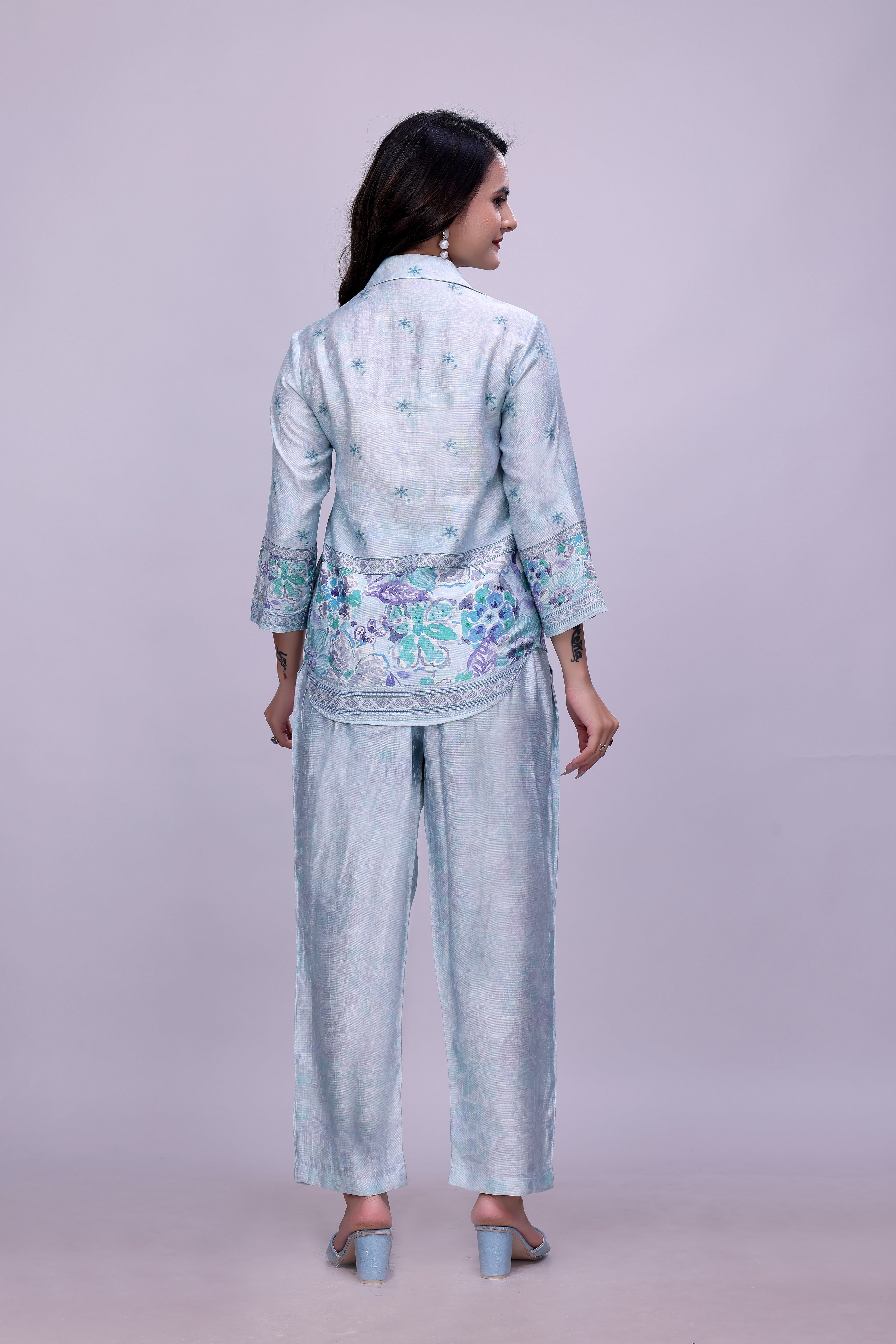 Mintra Tie & Dye Mandarin Collar Night suit