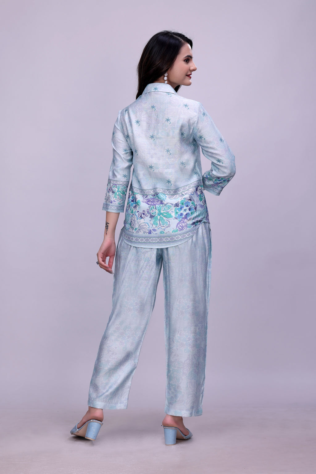 Mintra Tie & Dye Mandarin Collar Night suit