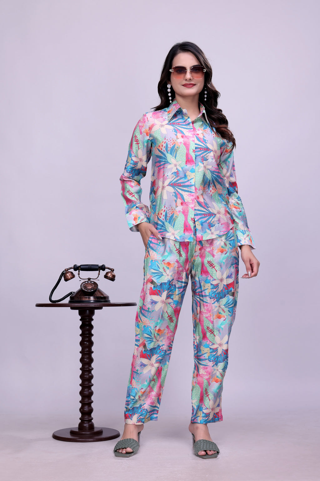 Elegant Floral Home Wear Set for Women