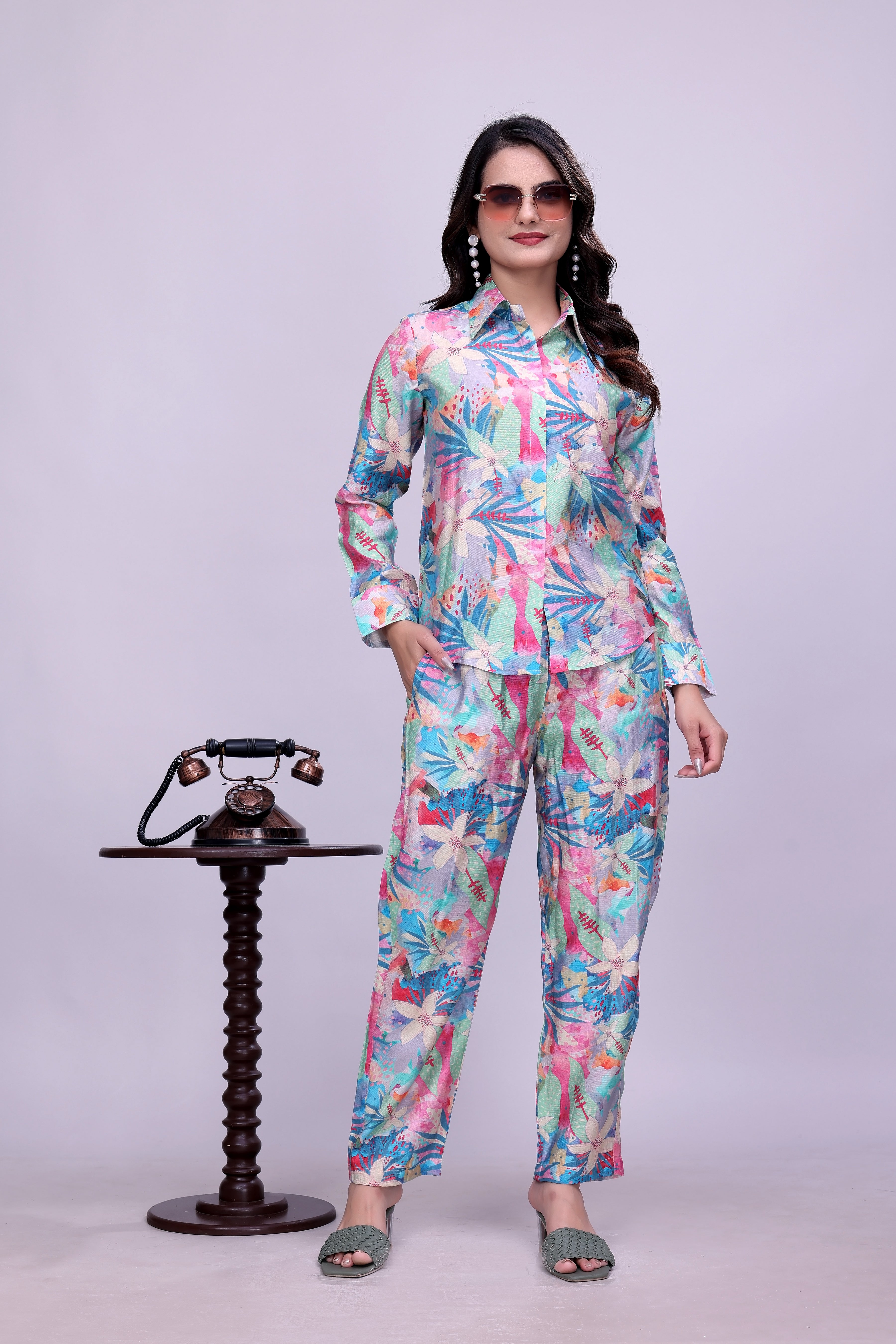 Elegant Floral Home Wear Set for Women