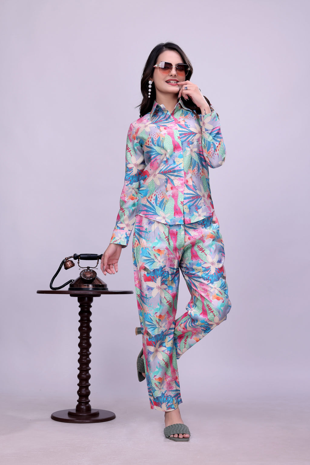 Elegant Floral Home Wear Set for Women