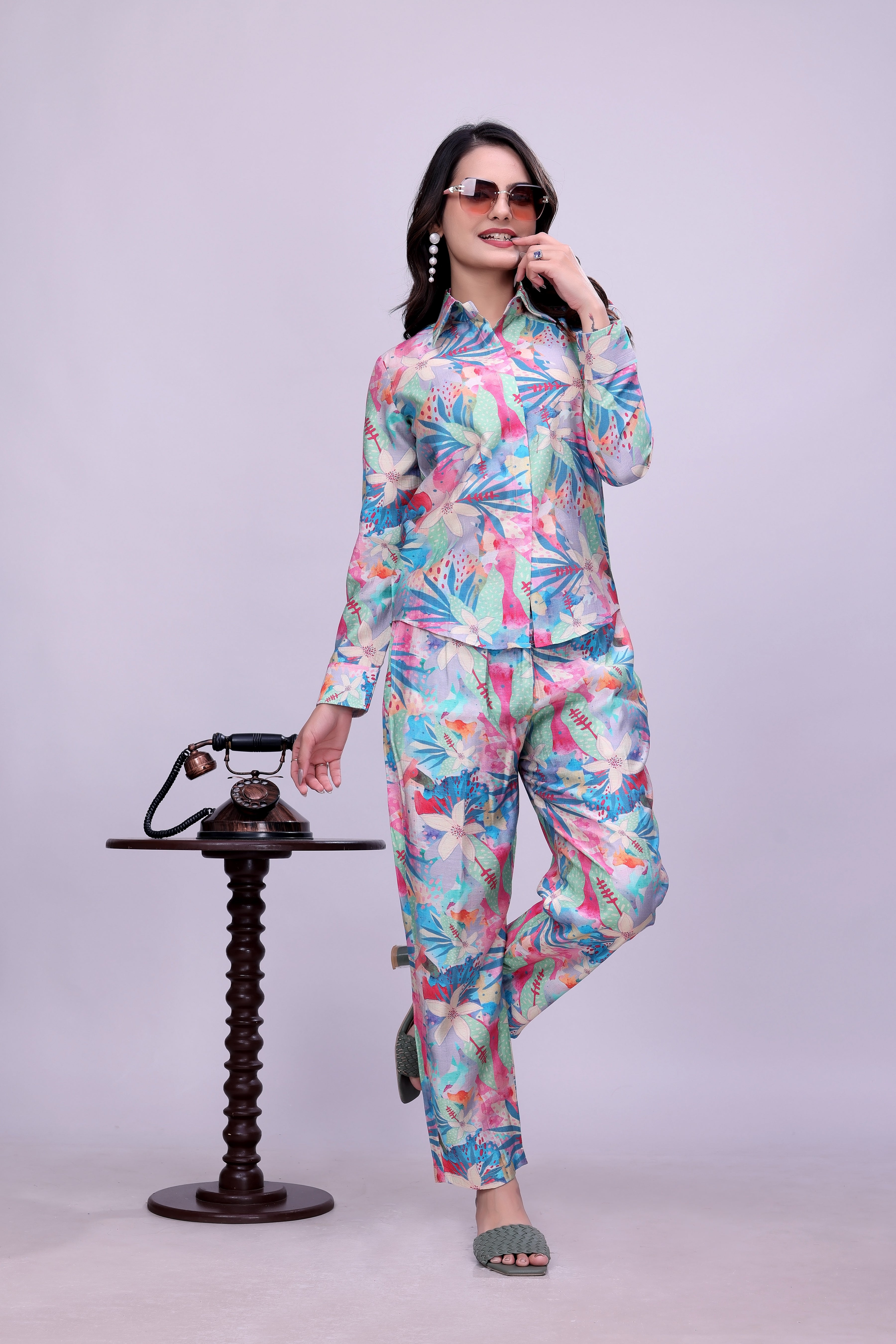 Elegant Floral Home Wear Set for Women