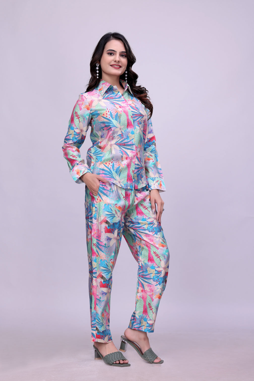 Elegant Floral Home Wear Set for Women
