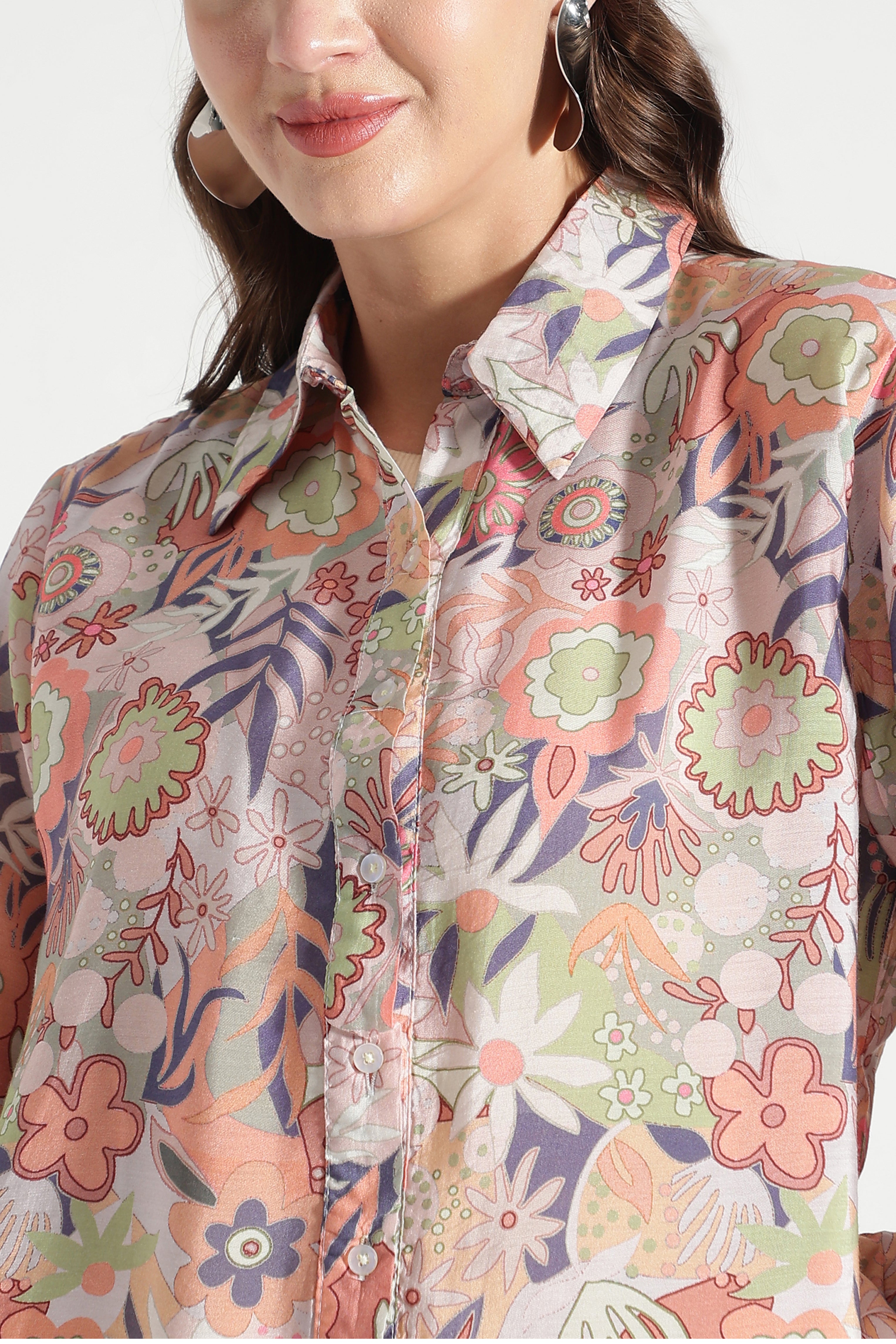 Oversized tie-detail shirt Women Formal Shorts