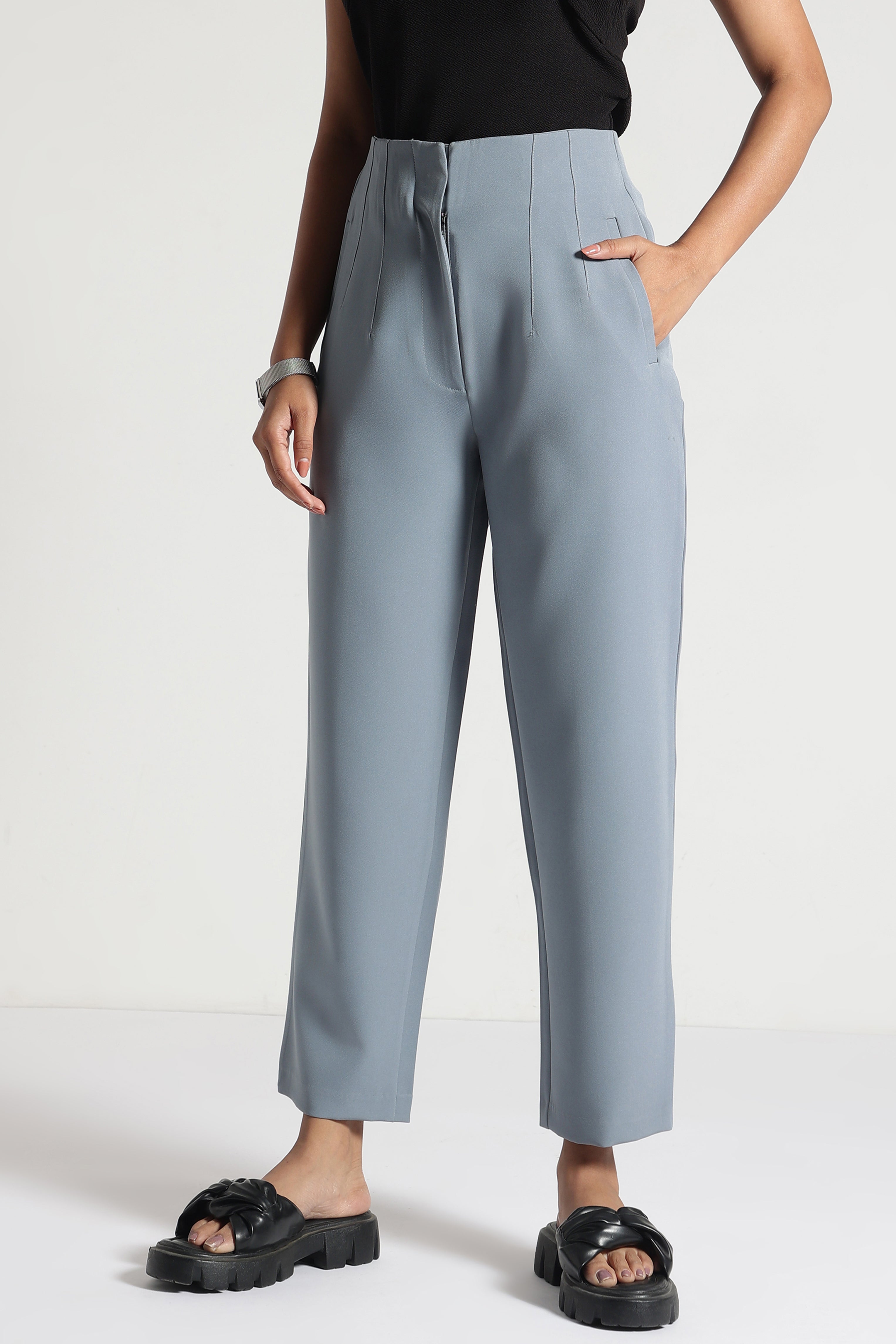 Elegant Women Office Trousers Women Straight Fit Formal Pants
